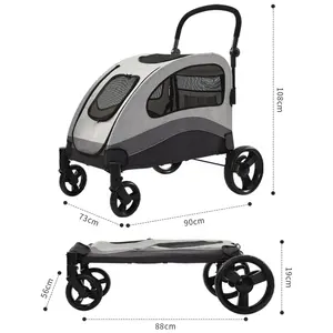 Fabriek Direct Outdoor 4 Wielen Extra Grote Drager Hond Trolley Kar Verstelbare Grip Huisdier Kinderwagen Voor Grote Hond