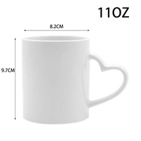 Taza de Cerámica de 11 oz con Asa en Forma de Corazón, Bicolor, para Sublimación |   Vaso Recubierto en Blanco para Impresión Personalizada por Transferencia de Calor |   Taza para Regalo y Publicidad