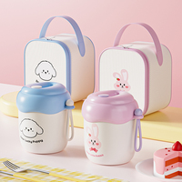 Lonchera Infantil Portátil de Acero Inoxidable 304, Libre de BPA, Hermética, Termo para Comida Caliente, Contenedor para Sopa, Bolsa Aislante, Tapa de Plástico Bonita