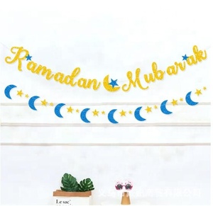 Guirlande de banderoles en papier <span class=keywords><strong>Moubarak</strong></span> à paillettes, étoile, lune, lettre d'aide, décoration du Ramadan musulman, fête, Mubarak, bannière - Product Image 4
