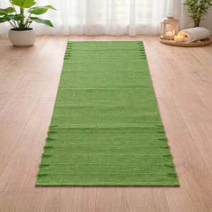 Tapete de Ejercicio Rectangular Verde de Chenilla, Tejido, Estilo Contemporáneo, para Uso Doméstico - Product Image 1