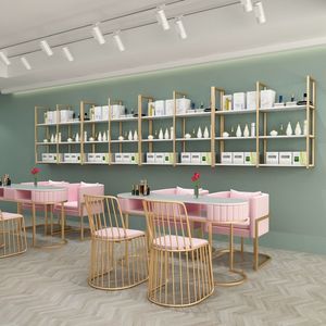 Light Luxury Modern Hair <b>Salon</b> Display Stand MDF Multi-Layer Adjustable Wall Shelf for Bedroom and Kitchen - Product Image 1