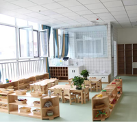 Ensemble de table en hêtre massif avec miroir, bureau de maquillage moderne pour enfants avec tiroirs pour chambre à coucher, centre de jeu dramatique préscolaire