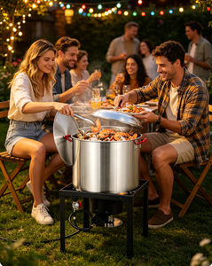 Juego <span class=keywords><strong>para</strong></span> cocinar mariscos al aire libre, olla de aluminio de 80 cuartos, quemador de 110000 BTU y regulador de 10 PSI <span class=keywords><strong>para</strong></span> cangrejos de río, cangrejos y camarones - Product Image 1