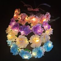 Accessoires de mariage mariée LED lueur belle rotin lumineux Rose fleurs rose blanc jaune Led fleur couronne bandeau