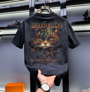 Nuova T-shirt Estiva da Uomo, Trendy, con Ricamo 3D, 100% Cotone, Manica Corta, Casual, Collo Tondo, Vestibilità Ampia, Stile Minimalista - Product Image 1