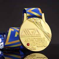 Médaille 3D en métal plaqué or sur mesure avec impression UV et moulage sous pression pour compétition sportive, souvenir du Nouvel An chinois, ruban inclus