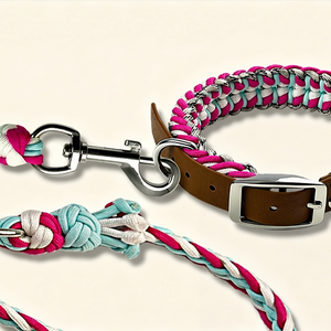 Set Collare e Guinzaglio per <span class=keywords><strong>Cani</strong></span> in Pelle Intrecciata Personalizzato, Set Collare Tattico di Lusso con Braccialetto Abbinato Gratuito - Product Image 3