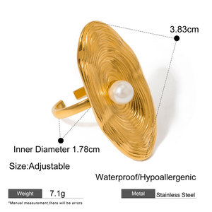 Anillos de Perlas de Moda en Acero Inoxidable 316L con Baño de Oro Fino de 14k y 18k que No se Deslustran para Mujer - Product Image 6