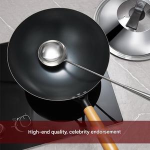 Woks y Sartenes de Hierro Fundido Ligeros <span class=keywords><strong>con</strong></span> Mango de Madera para <span class=keywords><strong>Cocinar</strong></span> <span class=keywords><strong>en</strong></span> Cocina de Gas e <span class=keywords><strong>Inducción</strong></span> - Product Image 3