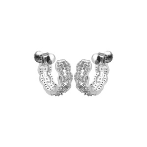 Clip-on <b>Earrings</b> Geometric Micro Insert Zircon Full Diamond Hollowed Out Unisex Everyday Wear Screw Back - Product Image 1