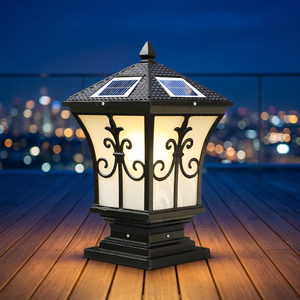 Modern Outdoor IP65 Aluminum <b>Solar</b> <b>Post</b> Lamp with LED <b>Light</b> E27 Base Dimmable 3-Year Warranty for Garden - Product Image 2