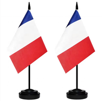 Drapeau de bureau du drapeau français 2026, petit mini drapeau de table de la France, base en aluminium, techniques d'impression numérique