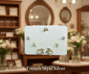 Orecchini a farfalla placcati in argento con zirconi e perle finte per gioielli da donna alla moda - Product Image 2