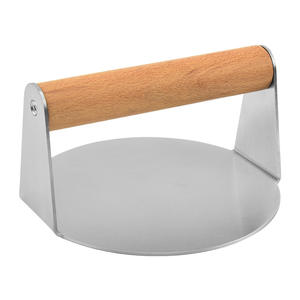 Prensa redonda antiadherente para <span class=keywords><strong>hamburguesas</strong></span> de acero inoxidable con mango de madera - Product Image 1