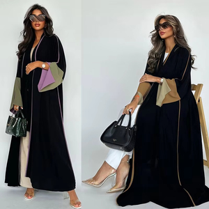 Nuosha OEM Moda Musulmana de Oriente Medio, Dubai, Árabe, Europea y Americana, Cárdigan Elegante, Túnica Abaya con Costuras, Uso Diario, Certificación CE - Product Image 2