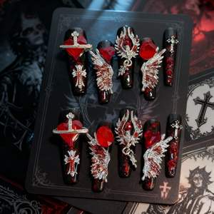 Parches de Uñas de Resina de Lujo para Reinas de Discotecas, Uñas Postizas Removibles en Forma de Almendra, Largas - Product Image 3