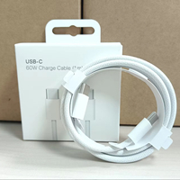 Kabel Data USB-C Braided Tahan Lama 20W 30W 60W untuk Pengisian Cepat Phone15, Tipe C ke Tipe C