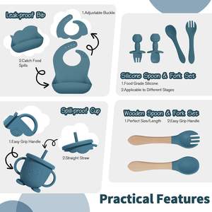 Ensemble de vaisselle en silicone pour bébé, best-seller personnalisé, pour l'alimentation des nouveau-nés, cadeau, assiettes pour bébé, motifs crabes, lapins, écureuils - Product Image 2