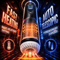 Godet de masturbation chauffant télescopique en silicone réaliste, rechargeable par USB, rotatif, 7 fréquences, automatique, pour hommes adultes, OEM ODM