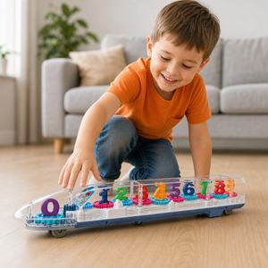 Tren de Juguete Giratorio con Engranajes Transparentes Coloridos, Música y Luces, con Batería Eléctrica, para Niños y Niñas de 1 a 12 Años, Regalo Preescolar - Product Image 2