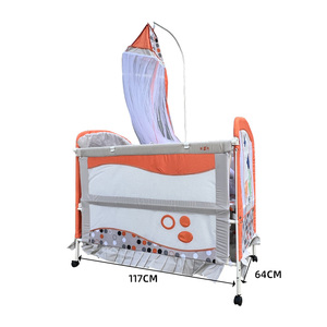Culla Portatile per Neonati in Metallo con Zanzariera e Ruote, <span class=keywords><strong>Lettino</strong></span> per Camera da Letto - Product Image 2