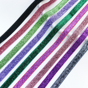 Pita Beludru Glitter Elastis Berlapis Es Lebar 5/8" Bahan Nilon/Metalik Satu Sisi untuk Dekorasi Pesta Natal - Product Image 6