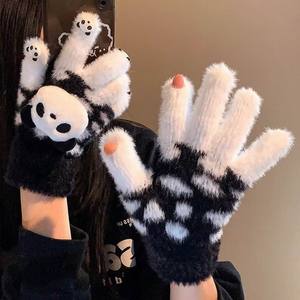 Gants en <span class=keywords><strong>mohair</strong></span> tricotés pour femme, avec logo personnalisé, motif panda mignon, compatibles écran tactile, pour l'hiver – Fabrication depuis 16 ans - Product Image 4