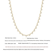 Collier tennis en argent sterling 925 plaqué or pour femme, entièrement serti de moissanite, fabrication de bijoux personnalisés pour mariage et fête, OEM/ODM