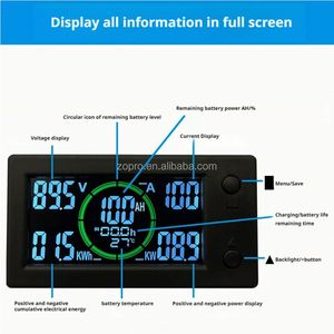 ZOPRO 50A-400A BT DC 0~300V Battery Level Indicator Monitor Hall Coulomb Tester Digital Voltmeter Ammeter Capacity Power AH - Product Image 2