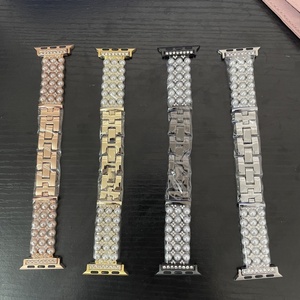 Correa de Reloj de Acero Inoxidable con Perlas y Diamantes para <span class=keywords><strong>Mujer</strong></span>, Compatible con <span class=keywords><strong>Apple</strong></span> <span class=keywords><strong>Watch</strong></span> 40mm 41mm <span class=keywords><strong>44mm</strong></span> 42mm 38mm - Product Image 6