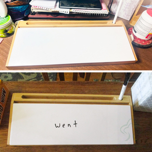 Tableau blanc de <span class=keywords><strong>bureau</strong></span> en bambou avec boîte de rangement, <span class=keywords><strong>support</strong></span> de tableau blanc effaçable à sec pour <span class=keywords><strong>bureau</strong></span>, <span class=keywords><strong>support</strong></span> de clavier d'ordinateur - Product Image 3