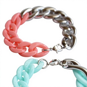 Collier tendance en résine à maillons, pendentif coloré en plastique épais pour femme, bijoux de mode tendance à maillons - Product Image 1