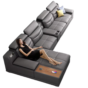 2026 Luxury Light Custom Traditional Living Room Furniture PU Sofa L-Shape Sectional Sofa Set Convertible <strong>Bed</strong> <strong>Recliner</strong> - Product Image 1
