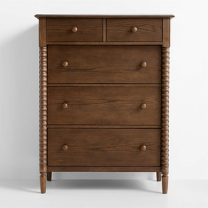 Cómoda de Almacenamiento de Cinco Cajones de Madera Maciza de Nogal Americano Estilo Francés con Rieles Silenciosos y Tiradores de Punto para <span class=keywords><strong>Muebles</strong></span> del Hogar - Product Image 6
