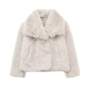 Moda Invernale 2024 per Donne: Cappotto Corto in <span class=keywords><strong>Pelliccia</strong></span> Sintetica, Stile Vintage a Maniche Lunghe, Elegante Soprabito Femminile - Product Image 5