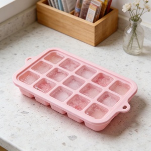Hot Sale Custom Easy Release <b>Reusable</b> Silicone Cube Tray With Lid Large Thin Maker for Ice Cream Tools - Product Image 2