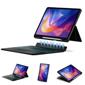 Proveedor Oro, Nuevo Estuche Inteligente con Diseño Dividido <span class=keywords><strong>de</strong></span> TPU y Cuero para Redmi Pad 2 <span class=keywords><strong>de</strong></span> 11 Pulgadas, <span class=keywords><strong>Teclado</strong></span> Inalámbrico Retroiluminado RGB <span class=keywords><strong>de</strong></span> 7 Teclas con Ranura para Lápiz - Product Image 2