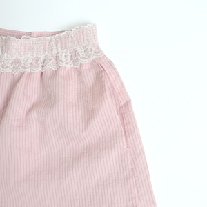 Venta caliente de fábrica de alta calidad 2025 primavera y verano nueva moda popelina empalme rayas Rosa Retro elástico pantalones cortos de <span class=keywords><strong>mujer</strong></span> - Product Image 3
