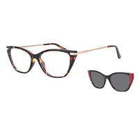 Lunettes de soleil œil de chat tendance et haut de gamme avec logo personnalisé, en TR90, à clipser, pour femmes, vente en gros, faible MOQ, articles prêts à l'emploi