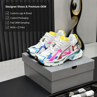 Chaussures de marche de luxe pour hommes et femmes, nouvelle collection, baskets épaisses en maille de haute qualité avec imprimé arc-en-ciel et embout technique
