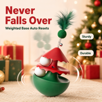 Jouet interactif classique pour chat en plastique, en forme de sapin de Noël, avec plumes et clochette, double piste de bille roulante, pour usage intérieur