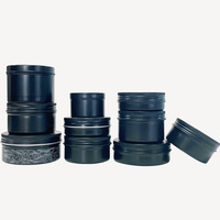 Barattolo in Alluminio Nero Opaco Rotondo da 100ml con Coperchio Scorrevole, Contenitore per Pomata, Candele, Caramelle