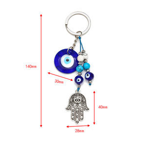 Turkish Blue Evil Eye Keychain Charms Hamsa Hand Pendants Glass Key Chains Hanging Ornament Jewelry Accessories Amulet Good Luck