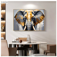 Élégant panneau en toile imprimée Art Déco, éléphant sur fond de verre trempé, décoration murale encadrée transparente à suspendre