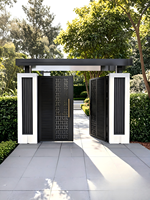 Portail Principal de Maison Indienne Moderne avec les Derniers Designs, Piliers en Aluminium de Style Nouveau, Service de Modélisation 3D, Bois Traité sous Pression Naturel