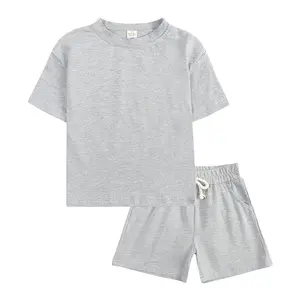 Chándal informal de verano para niñas y niños, camisetas de algodón de manga corta, pantalones cortos, conjunto de ropa de bebé, 8395 Rts, 2 uds.