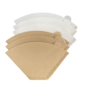 Nouvel arrivage papier filtre à café en forme de ventilateur/pâte de bois naturel de qualité alimentaire papier filtre à café sans eau de javel