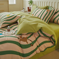 Housse de couette, couette brodée, ensemble de draps en velours, housse de couette à rayures, couvre-lit blanc d'hôtel, drap en velours, draps blancs d'hôtel