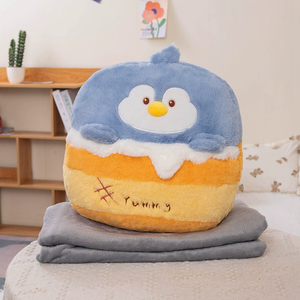 Adorable Peluche de Capibara, Panda, Cachorro, Pingüino, 2 en 1, Manta de <span class=keywords><strong>Aire</strong></span> <span class=keywords><strong>Acondicionado</strong></span>, Muñeco de Peluche, Almohada para Dormir - Product Image 4